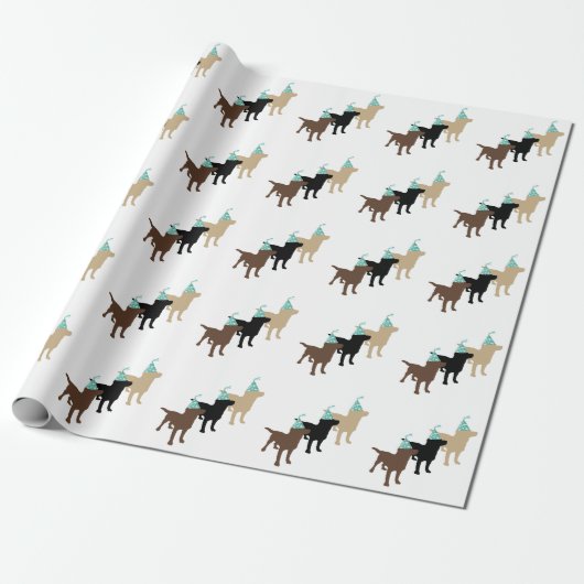 Labrador Retrievers in Birthday Party Pet Cadeaupapier (Uitgerold)