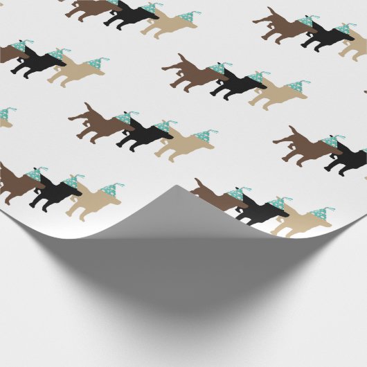 Labrador Retrievers in Birthday Party Pet Cadeaupapier (Hoek)
