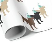 Labrador Retrievers in Birthday Party Pet Cadeaupapier (Rol Hoek)