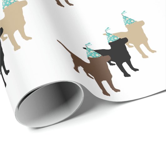 Labrador Retrievers in Birthday Party Pet Cadeaupapier (Rol Hoek)