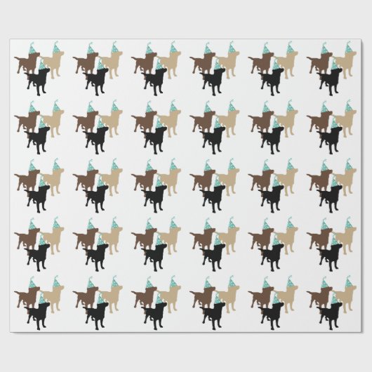Labrador Retrievers in Birthday Party Pet Cadeaupapier (Vlak)