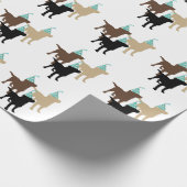 Labrador Retrievers in Birthday Party Pet Cadeaupapier (Hoek)