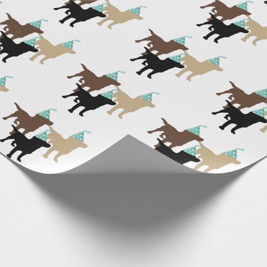 Labrador Retrievers in Birthday Party Pet Cadeaupapier (Hoek)