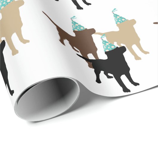 Labrador Retrievers in Birthday Party Pet Cadeaupapier (Rol Hoek)
