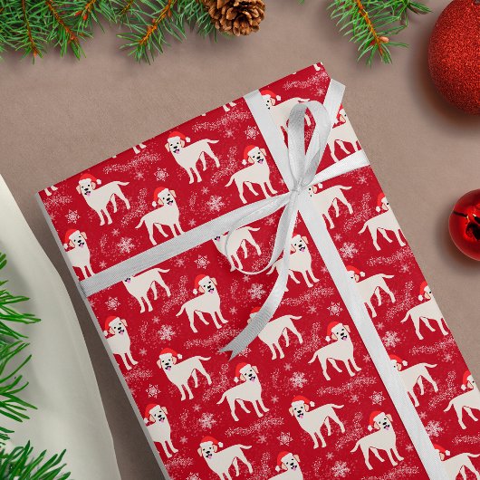 Labrador Retrievers in Kerst Petten Sneeuwvlokken Cadeaupapier