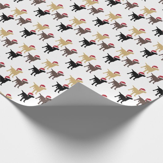 Labrador Retrievers in Kerstmis in Santa Hat Cadeaupapier (Hoek)