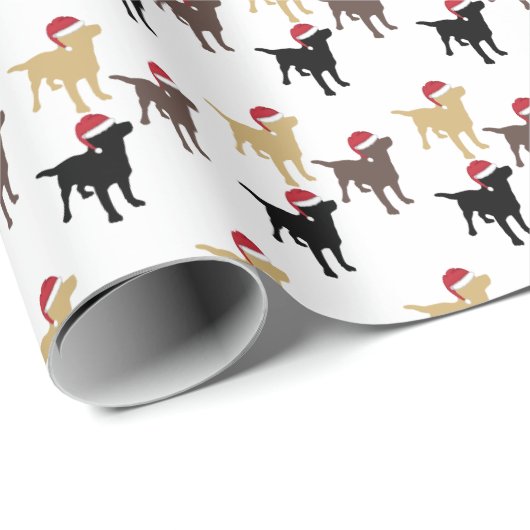 Labrador Retrievers in Kerstmis in Santa Hat Cadeaupapier (Rol Hoek)