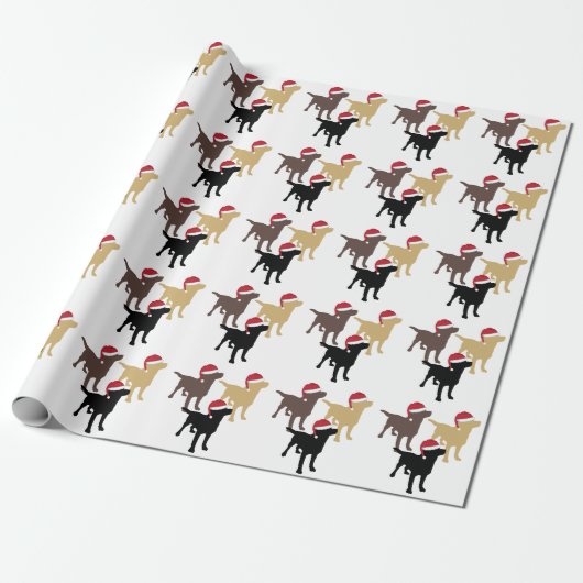 Labrador Retrievers in Kerstmis in Santa Hat Cadeaupapier (Uitgerold)