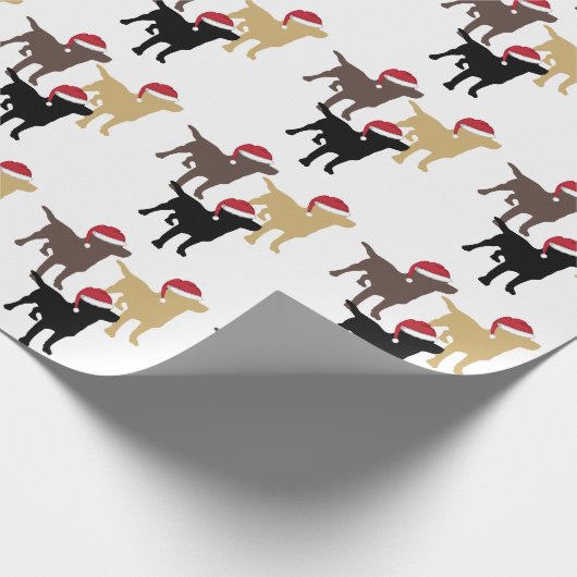 Labrador Retrievers in Kerstmis in Santa Hat Cadeaupapier (Hoek)