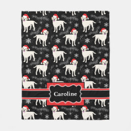 Labrador Retrievers in Kerstmis in Santa Hats Fleece Deken