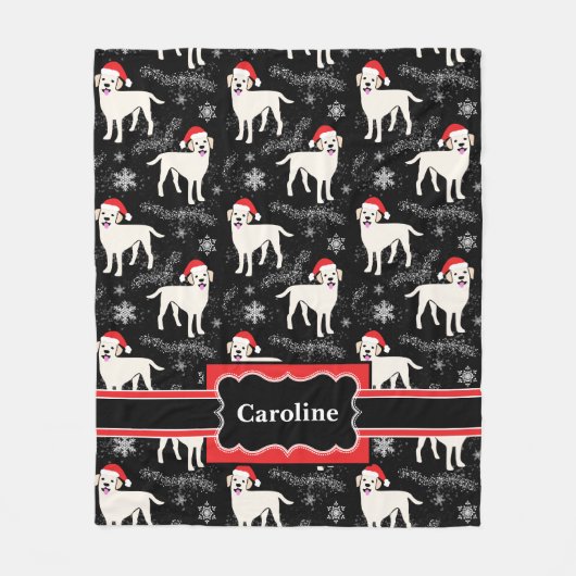 Labrador Retrievers in Kerstmis in Santa Hats Fleece Deken (Voorkant)