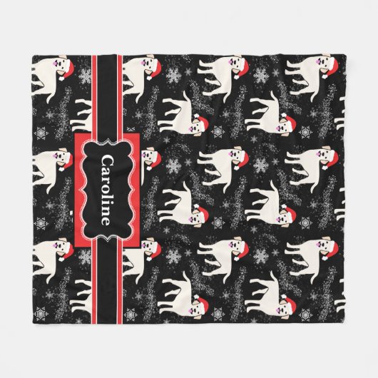 Labrador Retrievers in Kerstmis in Santa Hats Fleece Deken (Voorkant (Horizontaal))