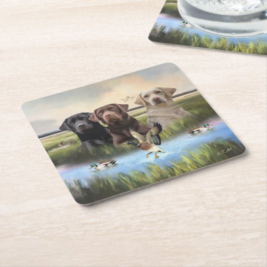 labrador retrievers (jachthonden) kartonnen onderzetters (Schuin)