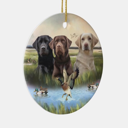 labrador retrievers (jachthonden) keramisch ornament (Rechts)