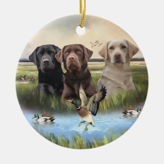 labrador retrievers (jachthonden) keramisch ornament (Voorkant)