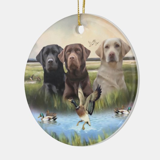 labrador retrievers (jachthonden) keramisch ornament (Links)