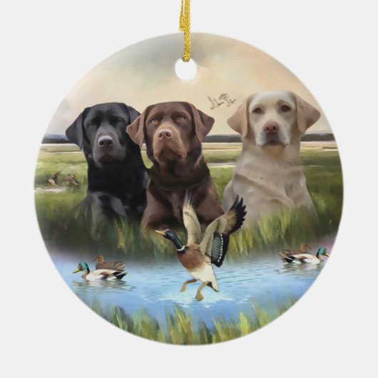 labrador retrievers (jachthonden) keramisch ornament (Achterkant)