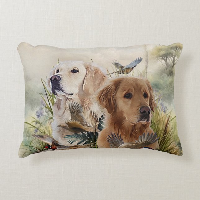 Labrador Retrievers met fazant, Art Accent Kussen (Voorkant)