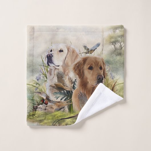 Labrador Retrievers met fazant, Art Bad Handdoek (Wasdoekje)