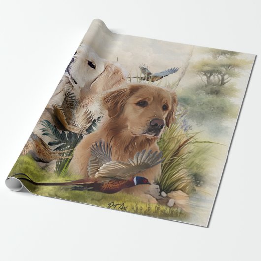Labrador Retrievers met fazant, Art Cadeaupapier (Uitgerold)