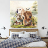 Labrador Retrievers met fazant, Art Canvas Afdruk (Insitu (Slaapkamer))