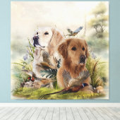 Labrador Retrievers met fazant, Art Canvas Afdruk (Insitu (Houten vloer))