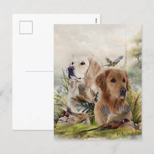 Labrador Retrievers met fazant, Art Feestdagenkaart