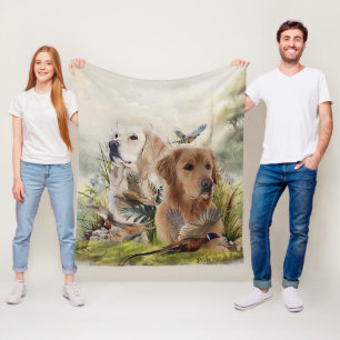 Labrador Retrievers met fazant, Art Fleece Deken
