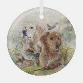 Labrador Retrievers met fazant, Art Glas Ornament (Voorkant)
