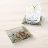 Labrador Retrievers met fazant, Art Glazen Onderzetter (Schuin)