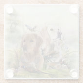 Labrador Retrievers met fazant, Art Glazen Onderzetter (Achterkant)