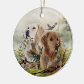 Labrador Retrievers met fazant, Art Keramisch Ornament (Links)