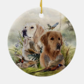 Labrador Retrievers met fazant, Art Keramisch Ornament (Achterkant)