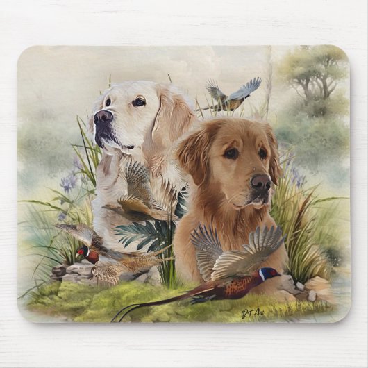 Labrador Retrievers met fazant, Art Muismat (Voorkant)