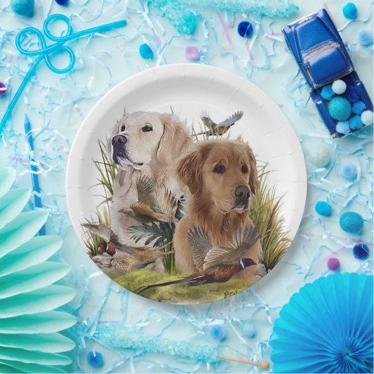 Labrador Retrievers met fazant, Art Papieren Bordje (Feest)