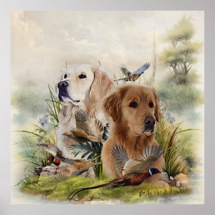 Labrador Retrievers met fazant, Art Poster