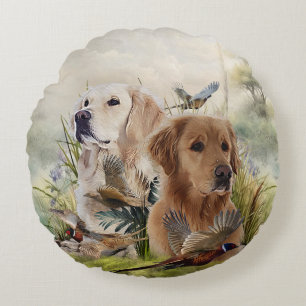 Labrador Retrievers met fazant, Art Rond Kussen