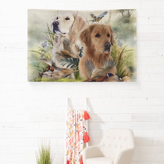 Labrador Retrievers met fazant, Art Spandoek (Insitu)