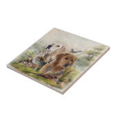 Labrador Retrievers met fazant, Art Tegeltje (Zijkant)