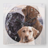 Labrador Retrievers Vierkante Klok (Voorkant)