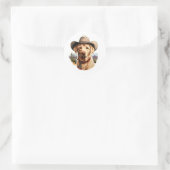  Labrador Retriver met een cowboy pet Ronde Sticker (Tas)