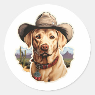 Labrador Retriver met een cowboy pet Ronde Sticker