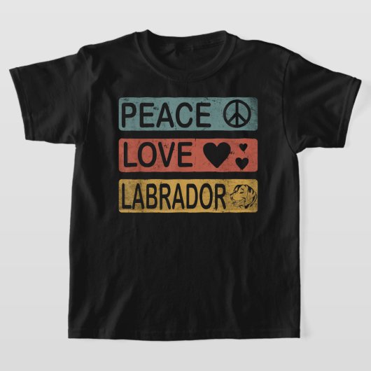 Labrador Retro Design Peace Love Labrador Grappig T-shirt (Laagn)