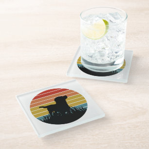 Labrador Retro Sunset Glazen Onderzetter