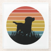 Labrador Retro Sunset Glazen Onderzetter (Voorkant)