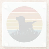 Labrador Retro Sunset Glazen Onderzetter (Achterkant)