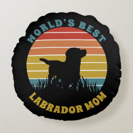 Labrador Retro Sunset Personalized Rond Kussen