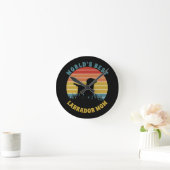 Labrador Retro Sunset Personalized Ronde Klok (Huis)