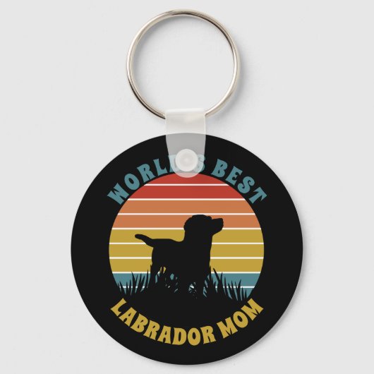 Labrador Retro Sunset Personalized Sleutelhanger (Voorkant)