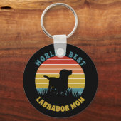 Labrador Retro Sunset Personalized Sleutelhanger (Voorkant)